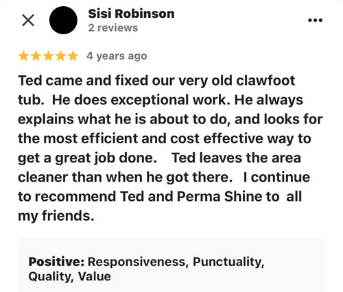 positive review of refinishing of old clawfoot tub