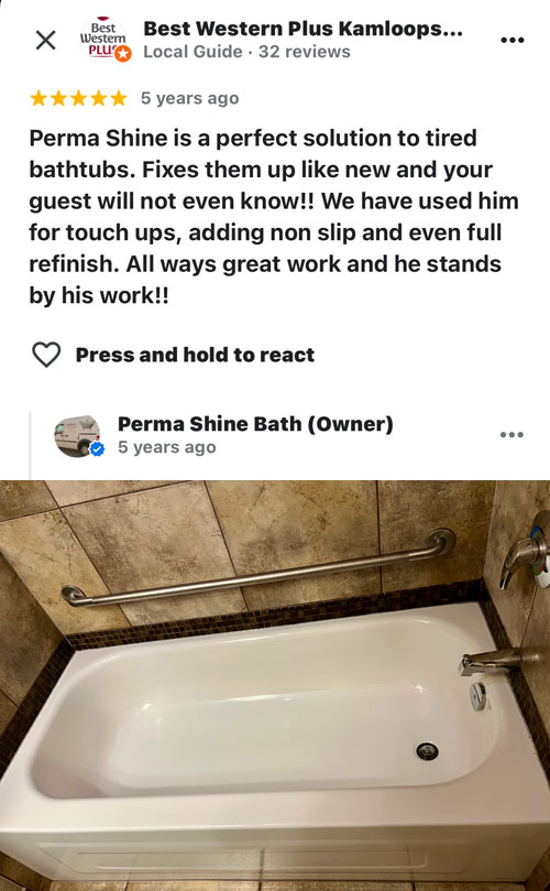 review and tub refinished at best western kamloops