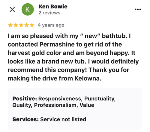 review of bathtub refinished to new colour