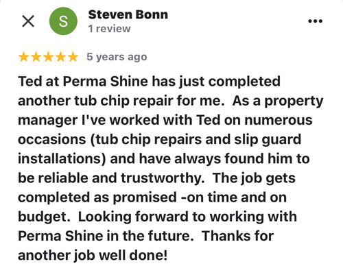 review from property manager on tub repair