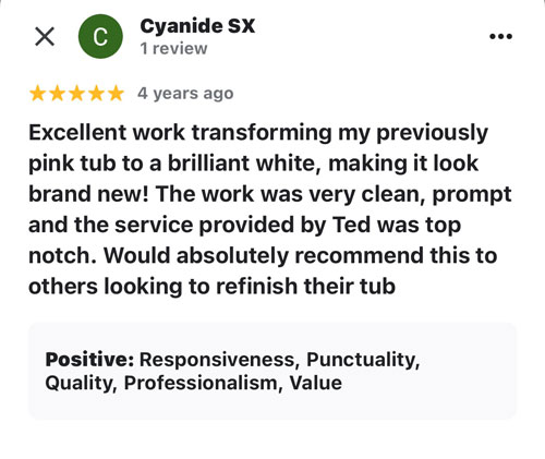 review of old pink tub transformed to new