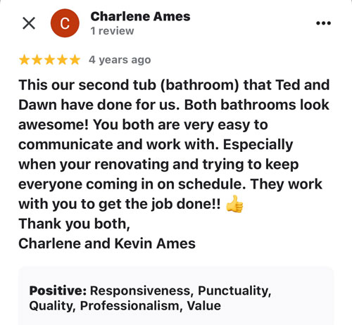 review of happy client doing second bath tub refinishing