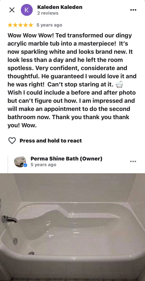 review of refinished acrylic bath tub