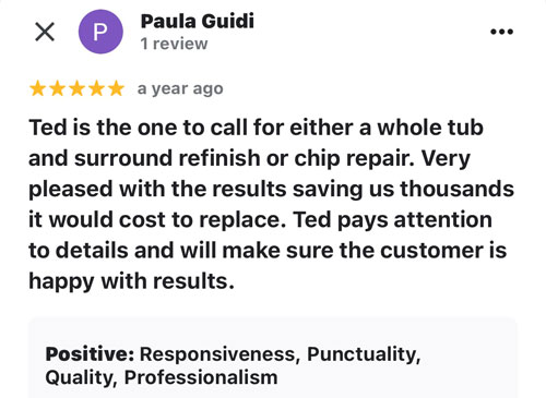 review stating they saved thousands having their tub refinished